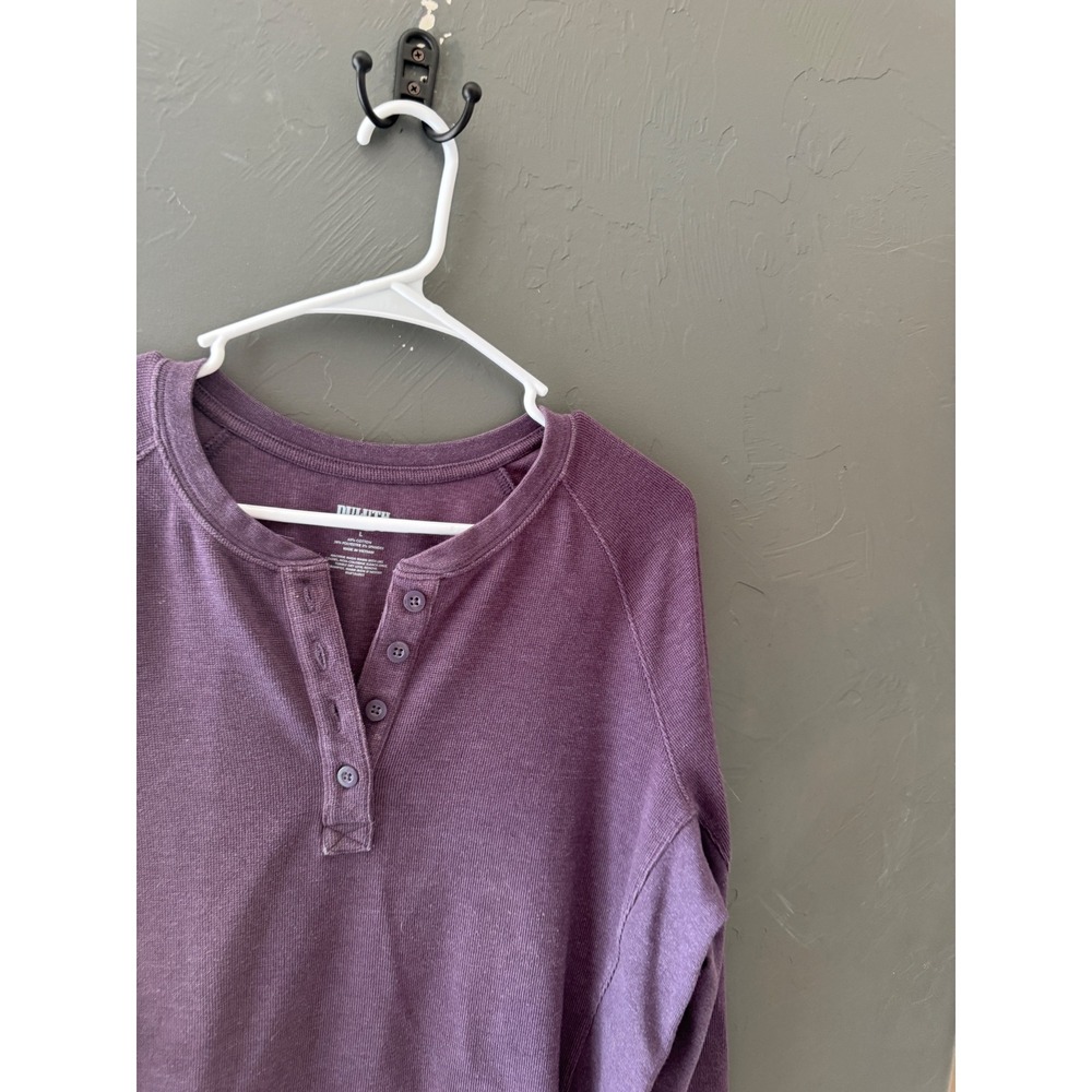 Duluth Trading Co Womens Purple Waffle Knit Henley Long Sleeve Shirt Large
